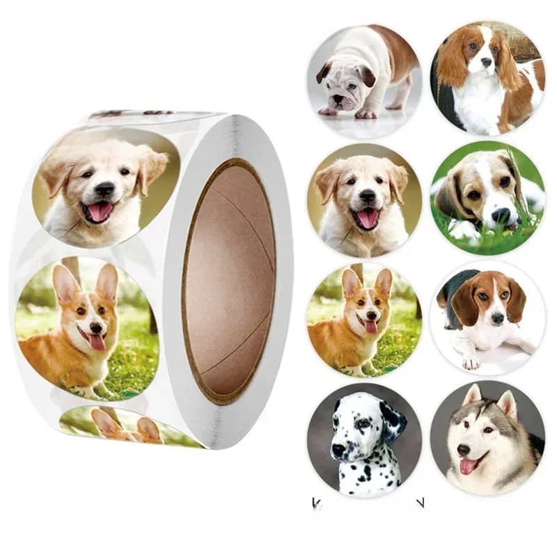 Autocollants de récompense pour enfants, 50 à 500 pièces, motif chien, autocollants d'encouragement pour enseignants, autocollants d'animaux mignons, autocollants de papeterie