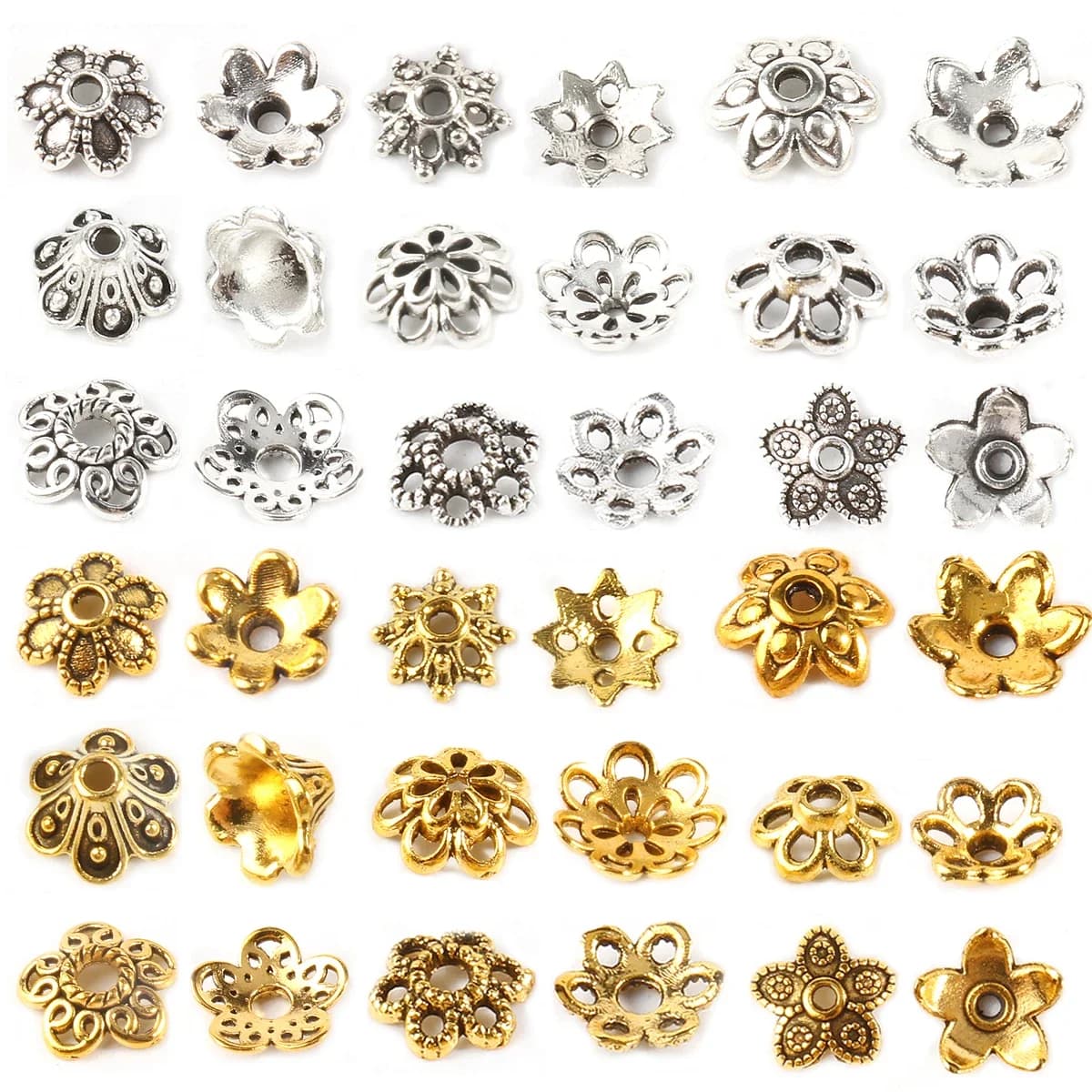 Bouchons de perles de couleur argent tibétain, or Antique, embouts de fleurs, couture pour la fabrication de bijoux, accessoires de bricolage