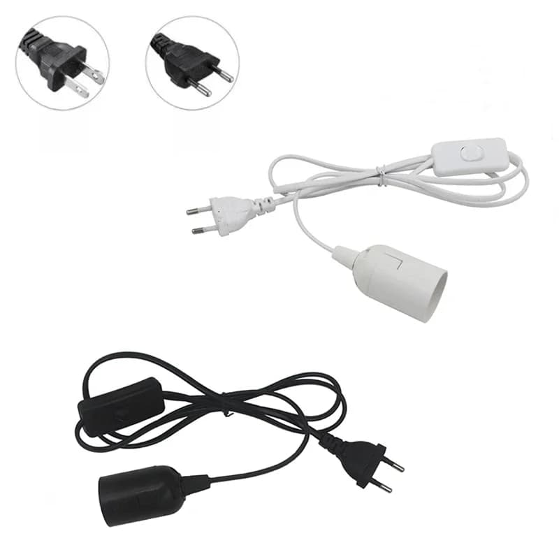 Câble d'alimentation EU 1,8 m avec interrupteur pour support de lampe E27, idéal pour les suspensions LED et luminaires suspendus