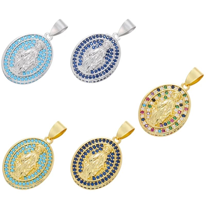 ZHUKOU-Boucles d'oreilles pendentif Christ Vierge Marie plaqué or, collier pendentif, accessoires de bijoux, approvisionnement en gros, VD867, nouveau, 2021