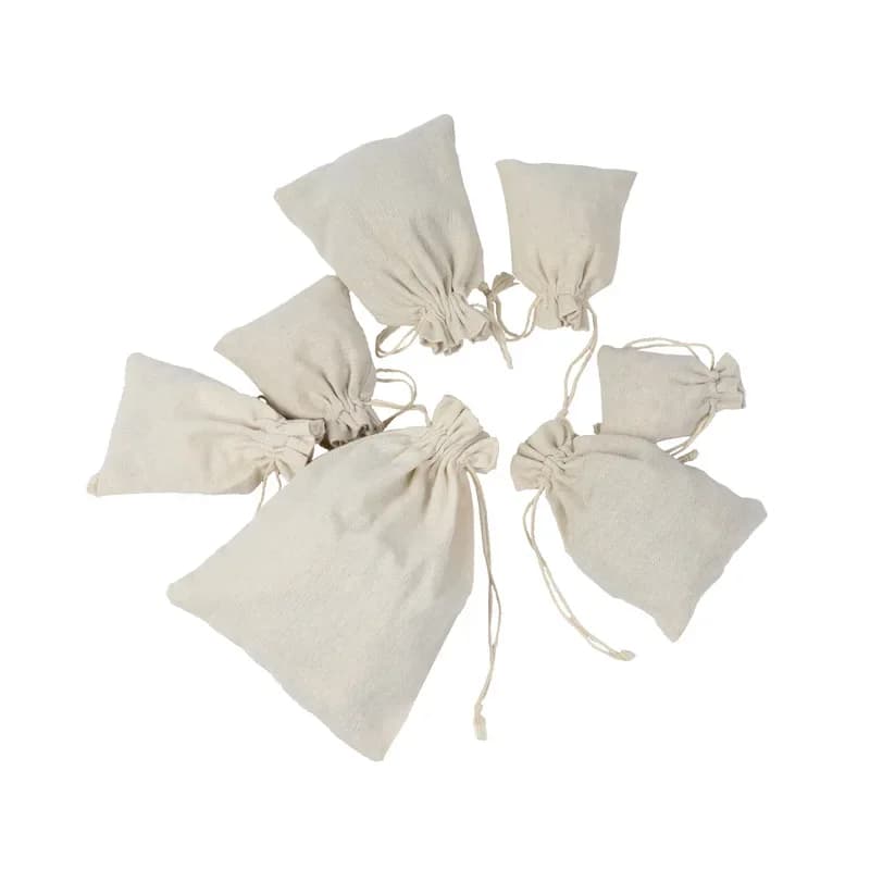 Sacs en toile de jute à cordon de serrage en coton, 10 pièces, cadeaux de mariage, de fête, de noël, bijoux, pochettes en sachet, emballage de 10 tailles