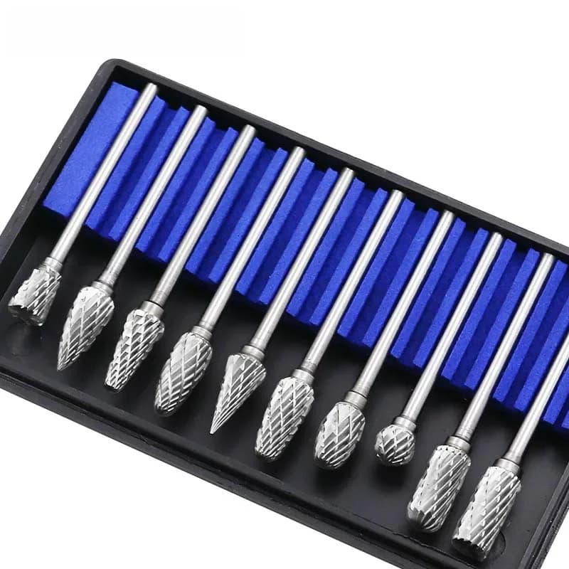Lot de 10 ou 20 fraises coniques en carbure de tungstène avec queue de 1/8 po, forets HSS et diamantés, avec fraise à escarifier, 3x6mm