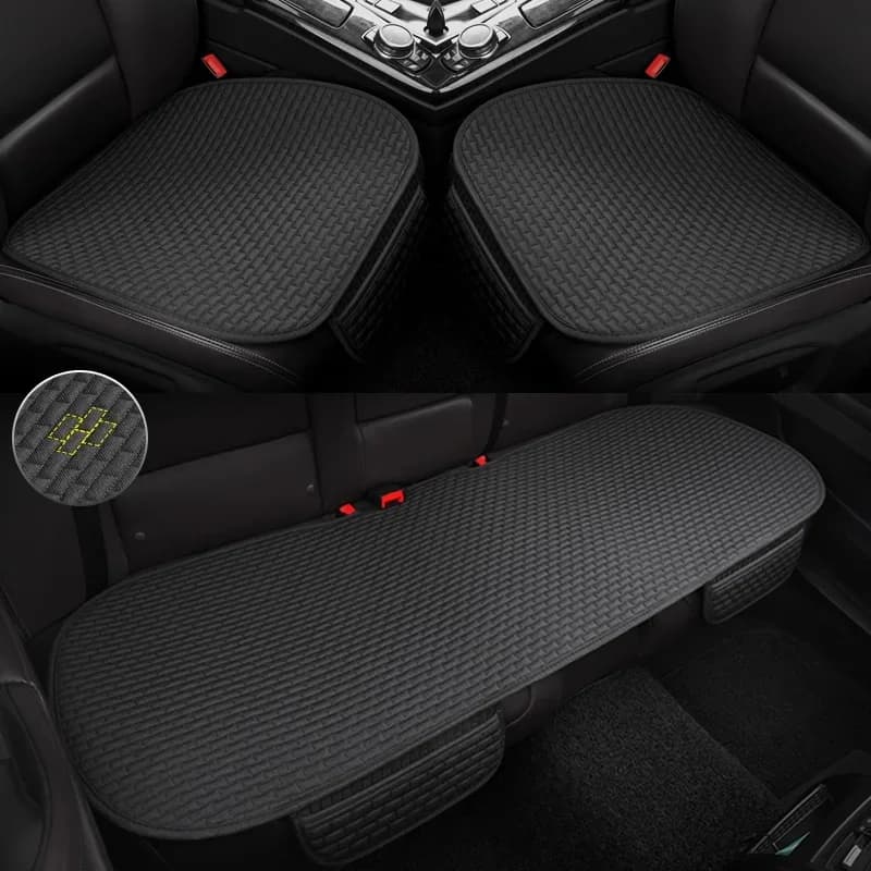 KarmunCar-Juste de Protection de Siège Avant et Arrière, Polymères de Coussin en Lin, à Carreaux, pour Automobile