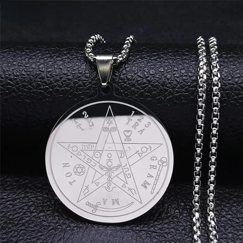 Collier Tetragrammaton en hébreu juif pour femmes et hommes, en acier inoxydable, étoile pentagramme, talisman, chaîne, cadeau, bijoux, Collier N4511S02