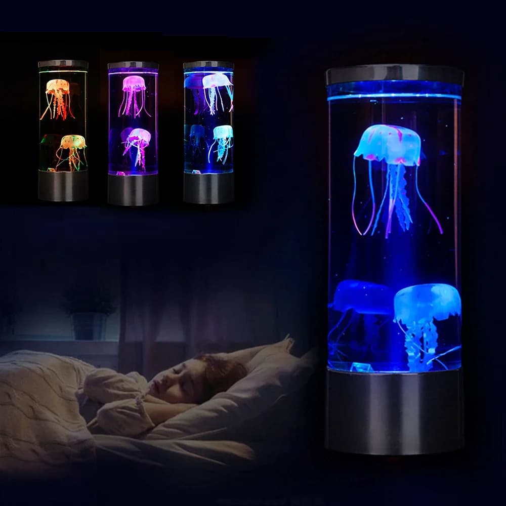 Lampe méduse fantaisie 5V USB, alimentation couleur changeante, réservoir de méduse, lampe Led d'ambiance relaxante, veilleuse de chevet