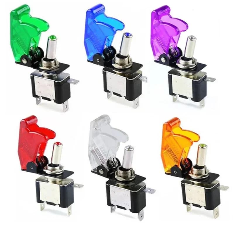 Auto voiture bateau camion illuminé Led interrupteur à bascule 12V20A avec avion de sécurité rabattable couverture garde rouge bleu vert jaune blanc
