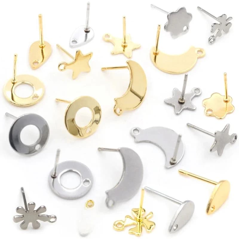 20 pcs/Lot 316 Acier Inoxydable Géométrique Étoiles Lune Boucle D'oreille Stud Messages Connecteur Pour Le BRICOLAGE Boucle D'oreille Fabrication de Bijoux Fournitures