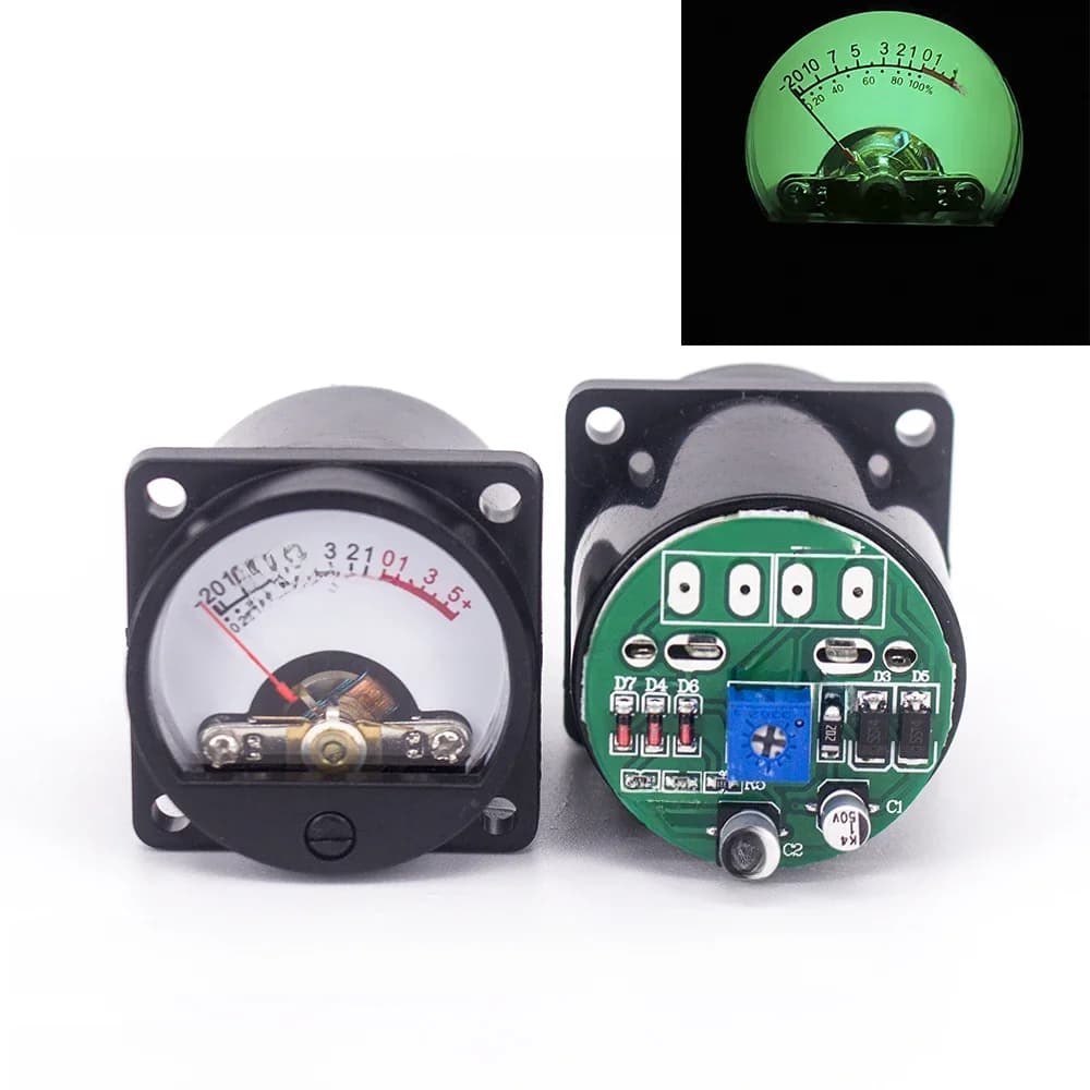 VU-mètre à panneau de 35 mm, 500 VU, avec rétroéclairage vert, mesureur de pression sonore + carte de commande pour VU-mètre de niveau audio, entrée DC/AC 6-12 V.