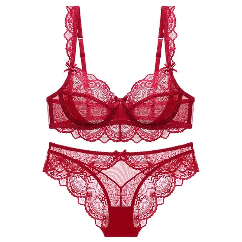 Ensemble de soutien-gorge bonnet ABCDE, nouveau Style, Ultra-fin, fleur transparente, haute qualité, sous-vêtements Push Up, costume, grande taille, Lingerie, 2021