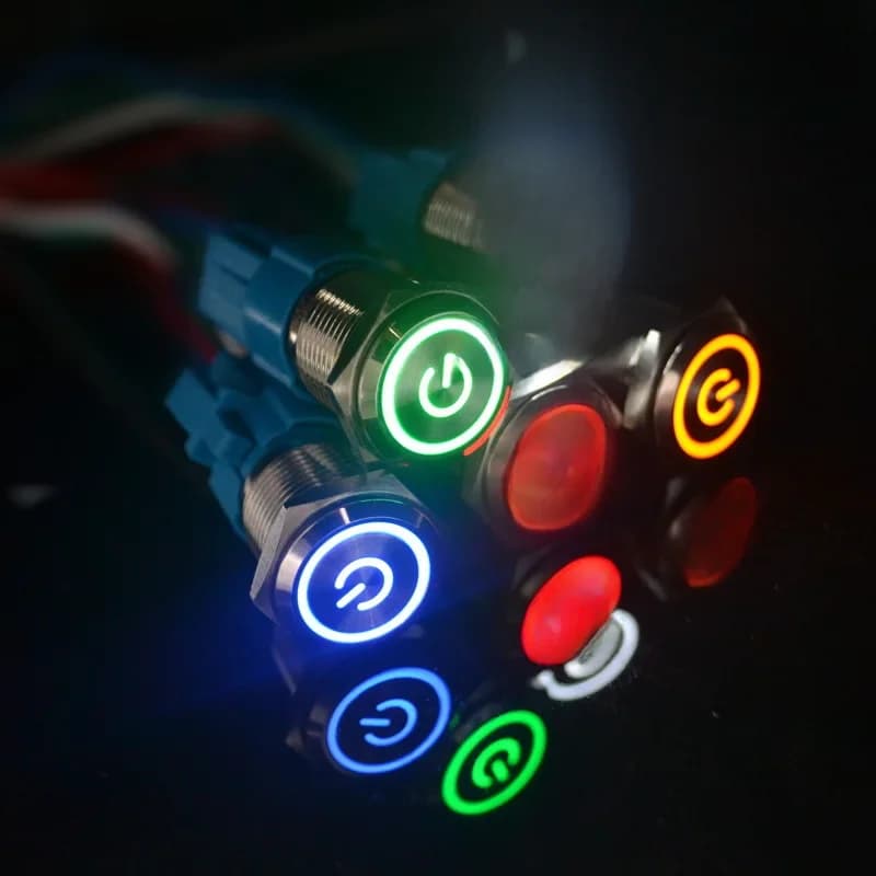 Interrupteur à bouton-poussoir en métal de 16mm, lumière LED 3-6V 12V 24V 220V, auto-verrouillage/momentané, réinitialisation automatique, bouton de démarrage de voiture, bouton d'alimentation