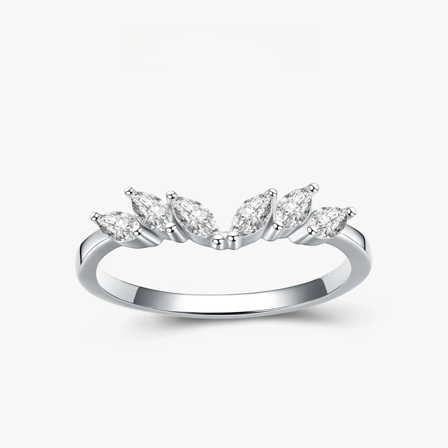 Ailmay 925 en argent Sterling empilable zircone CZ bague Simple conception géométrique aile bague Fine femme bijoux de mode