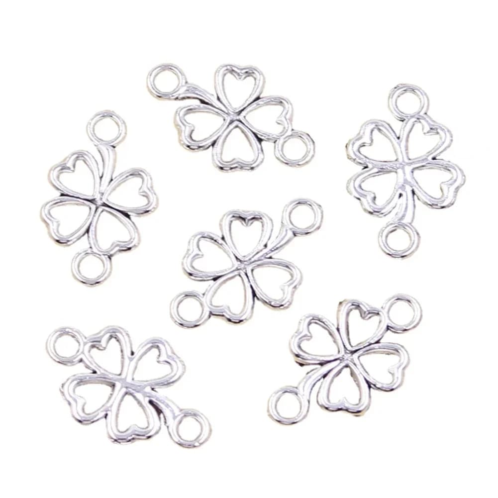 30 pièces breloques chanceux irlandais trèfle à quatre feuilles lien 20x12mm Antique couleur argent pendentifs faisant bricolage à la main tibétain trouver des bijoux
