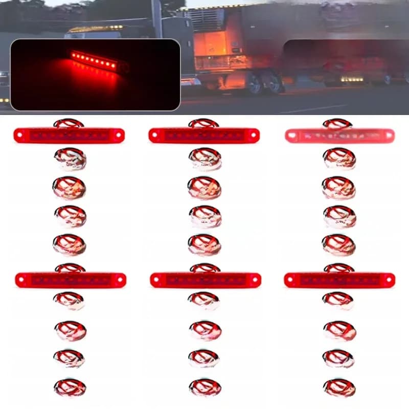 30 pièces Feux de position latéraux à 9 LED, feux de freinage, feux de signalisation, feux de gabarit pour voiture, bus, UTE, remorque, camion, poids lourd, caravane 12V 24V Rouge