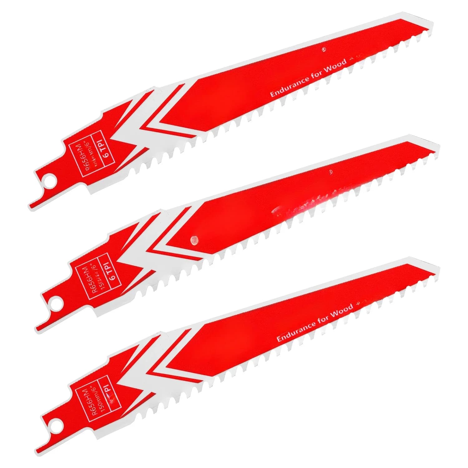 EZARC Lot de 3 lames de scie sabre en carbure haute résistance pour démolition bois dur et métal R656HM&R956HM 150mm(6'') 225mm(9'') 6TPI