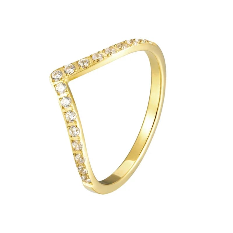 Magnifique bague en forme de V incrustée de zircon pour femmes, bague d'amour en acier titane, bijoux, cadeau pour la fête des mères et Noël, vente en gros.