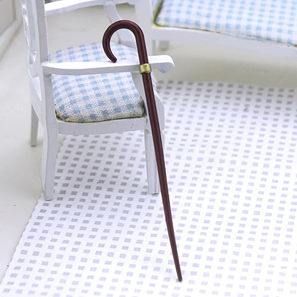 Accessoires miniatures pour maison de poupée 1/12, 1 pièce, Mini béquille en alliage, modèle de bâton de marche pour décoration de maison de poupée ob11