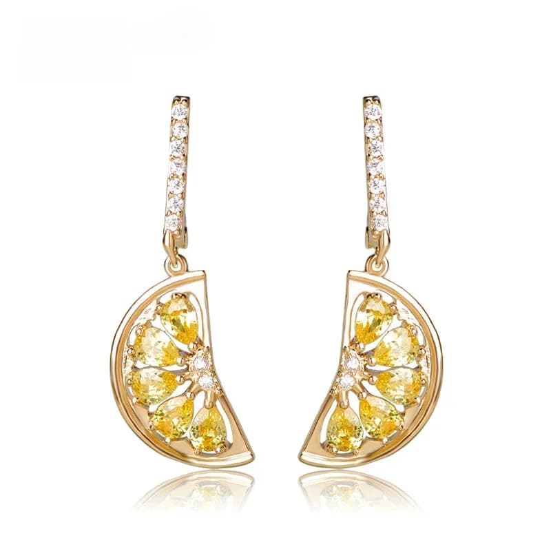 BUCOMEOI-Boucles d'Oreilles Cubic Zwords pour Bol, Orange, Citron, Document Or, Fruit Dangle, Bijoux d'Oreille Exquis, Cadeau de Noël