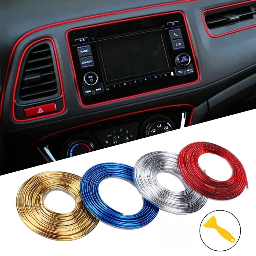 Bandes flexibles de décoration de moulage de voiture, moulures intérieures automatiques, garniture de couverture de voiture, panneau Prada, bord de porte, style de voiture universel, 1 m, 3 m, 5m