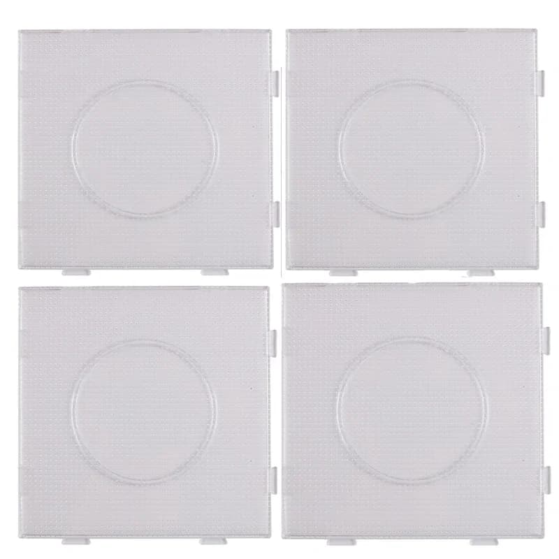 4 pièces 2.6mm Mini Hama fusible perles Transparent grand carré panneaux de perles bricolage matériel modèle fer Perler perles panneau perforé