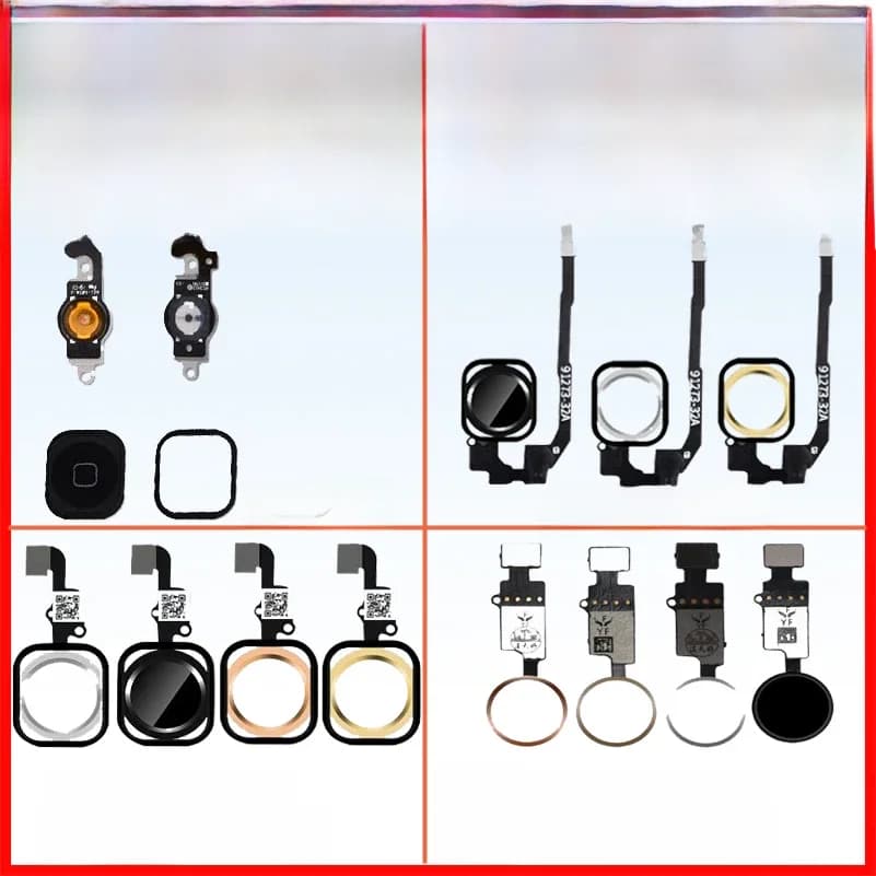 Bouton de retour à la maison pour iPhone 5 6 6S 7 8 Plus 5S SE 6S Plus, avec câble flexible, autocollant en caoutchouc, sans Touch ID, empreinte digitale, AAA