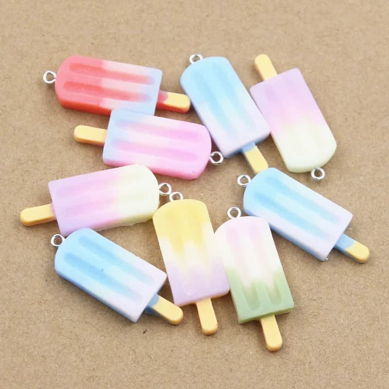 10 pièces breloques d'été glaces Popsicle glace Lolly pendentif fabrication artisanale de bijoux faits à la main bricolage pour boucles d'oreilles collier