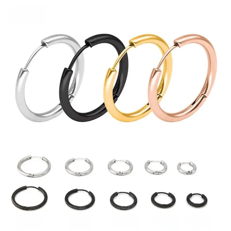 1 paire de petits cerceaux en acier inoxydable pour femmes/hommes, boucles d'oreilles, Piercing, Cartilage, Tragus, cercle Simple et fin, boucle d'oreille Anti-allergique