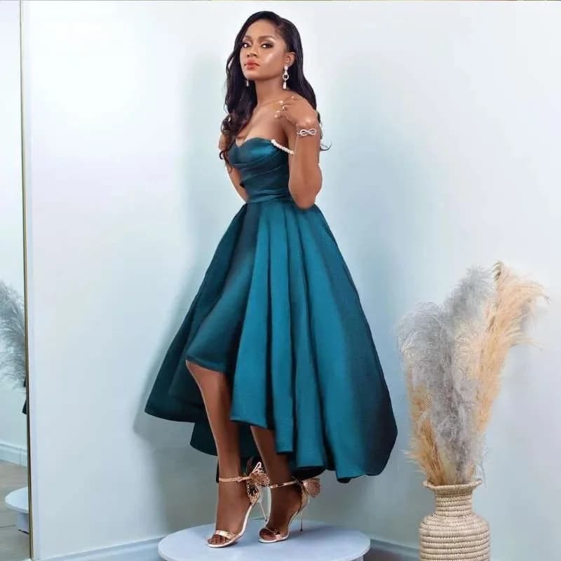 LORIE-Robe de Bal Vintage en Satin Vert, Tenue de Soirée Arabe, Plissée, Longueur Thé, pour Remise de Diplôme, Mariage