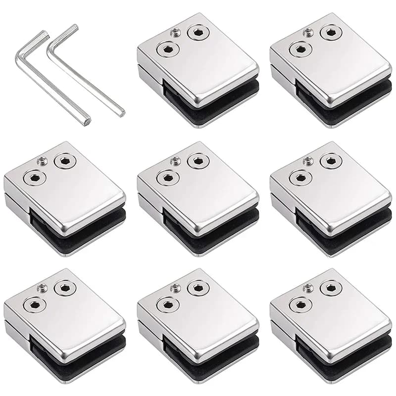 Pinces à verre en acier inoxydable 304, 8-10mm, 8 pièces, support de verre réglable à dos plat pour Balustrade escaliers