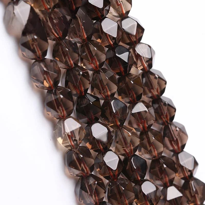 Perles de quartz en cristal fumé à facettes naturelles, amples, breloques d'espacement pour la fabrication de bijoux, colliers et Bracelets pour femmes 6 8 10mm