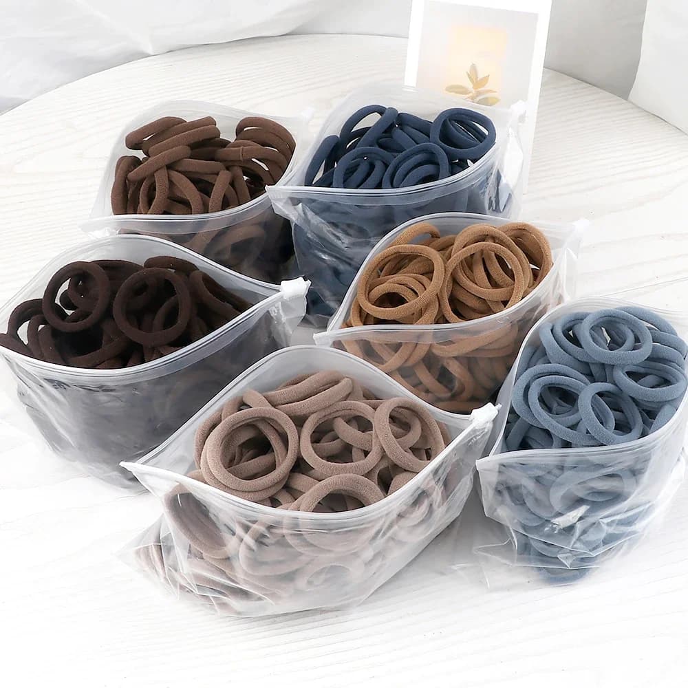 25/50 pièces d'élastiques en coton pour femmes, bande de caoutchouc douce et colorée, accessoires de coiffure pour enfants