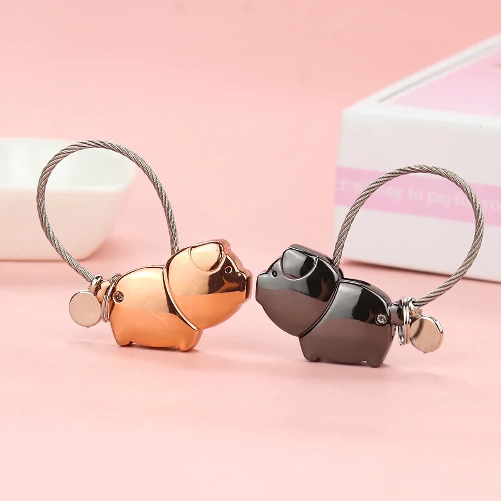 Mignon métal baiser cochon porte-clés noir Rose amant cochon animal de compagnie porte-clés porte-anneau sac serrure Couple femme homme bijoux cadeau