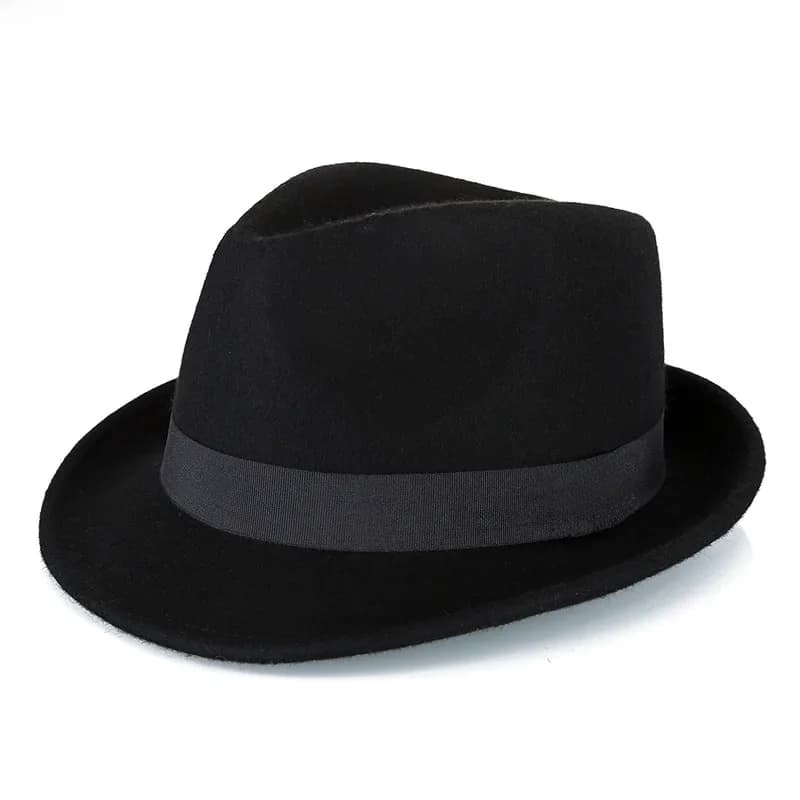 Hommes hiver épais chaud feutre Fedora chapeaux laine Gentleman Jazz casquette homburg mâle classique à bord étroit chapeau haut-de-forme