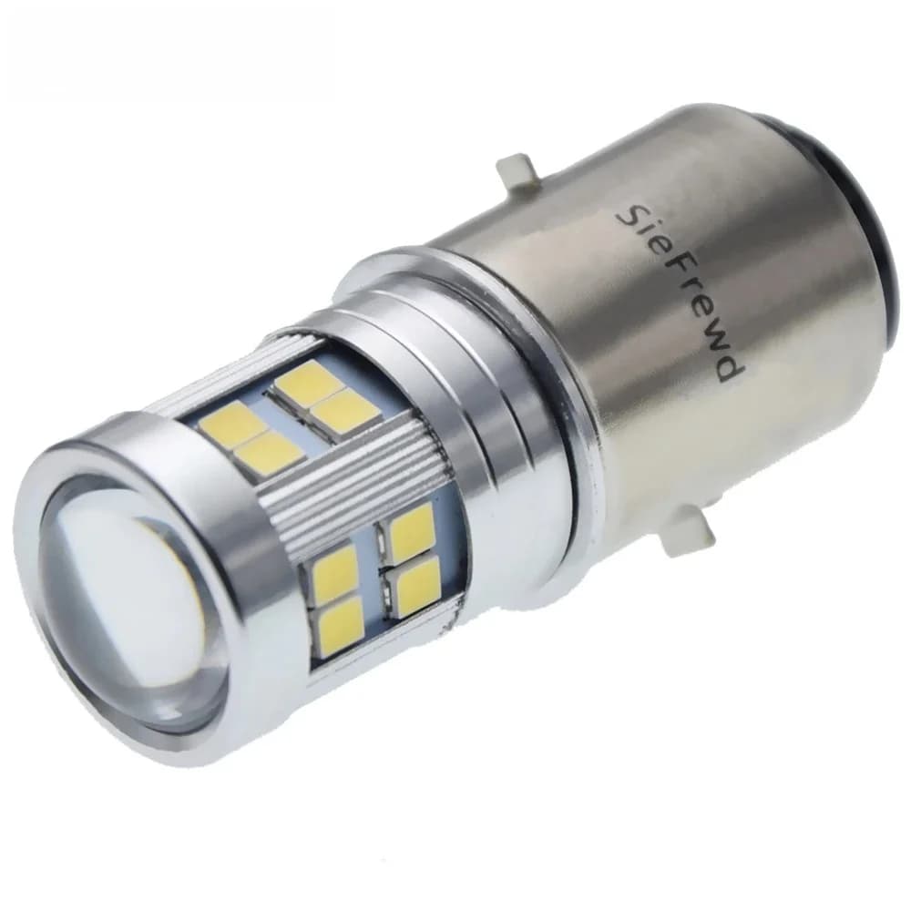 1 pièces BA20D LED 6V 12V Moto phare ampoule 2835 24SMD H6 Scooter cyclomoteur ATV Moto salut/Lo faisceau phare blanc