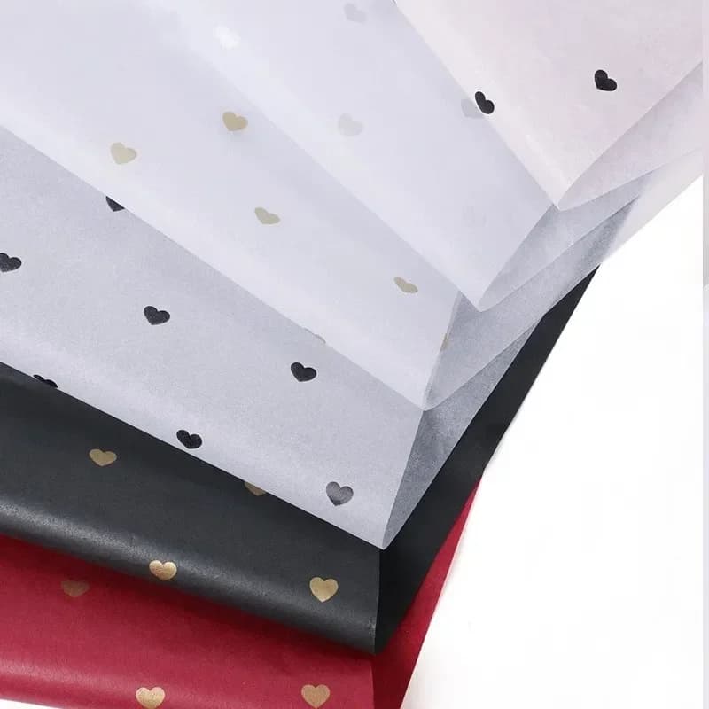 Papier d'emballage cadeau de noël, papier de soie artisanal fait à la main, motif étoile d'amour à pois, 7 feuilles/lot de papier d'emballage de fleurs
