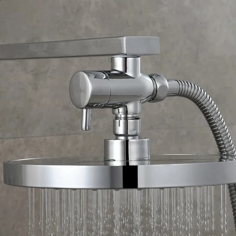 CistudBrass-Inverseur de douche G1/2, avec vanne d'arrêt, pour baignoire et bras de douche, assujeten T pour les partenaires, pommeau de douche à main