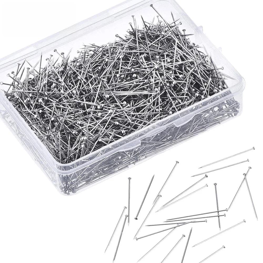 Épingles à tête en acier inoxydable de 35mm, 300 pièces, épingles à tête en Satin fin, épingles de Quilting droites pour la fabrication de bijoux, fournitures de couture