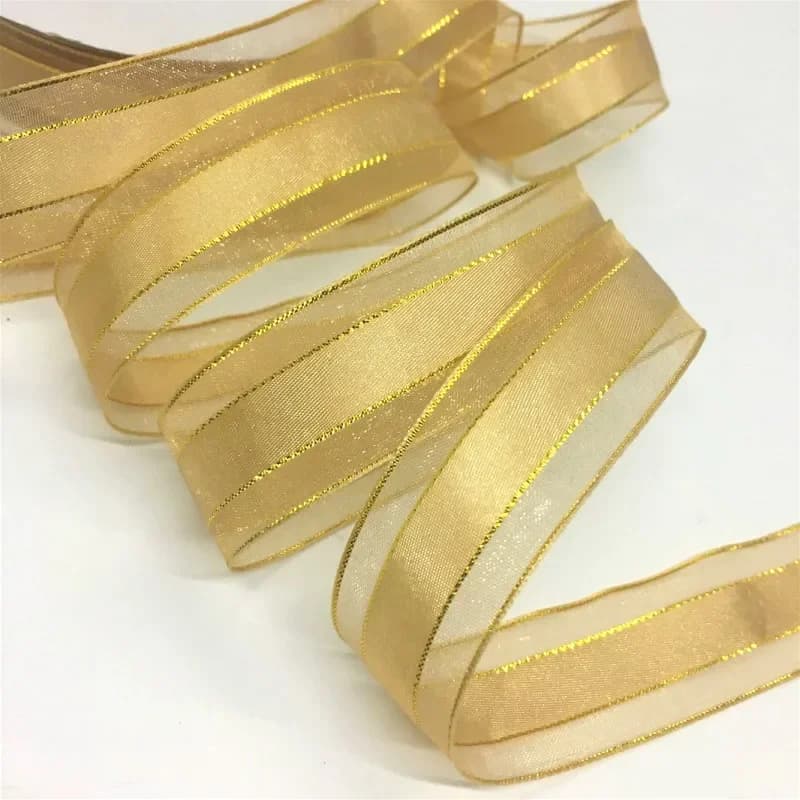 Ruban de Satin Organza SilverLurex, 2.2cm, 10 ans, 25 couleurs or, pour cadeau artisanal fait à la main, emballage Floral, Cakebox, décoration de mariage et de noël