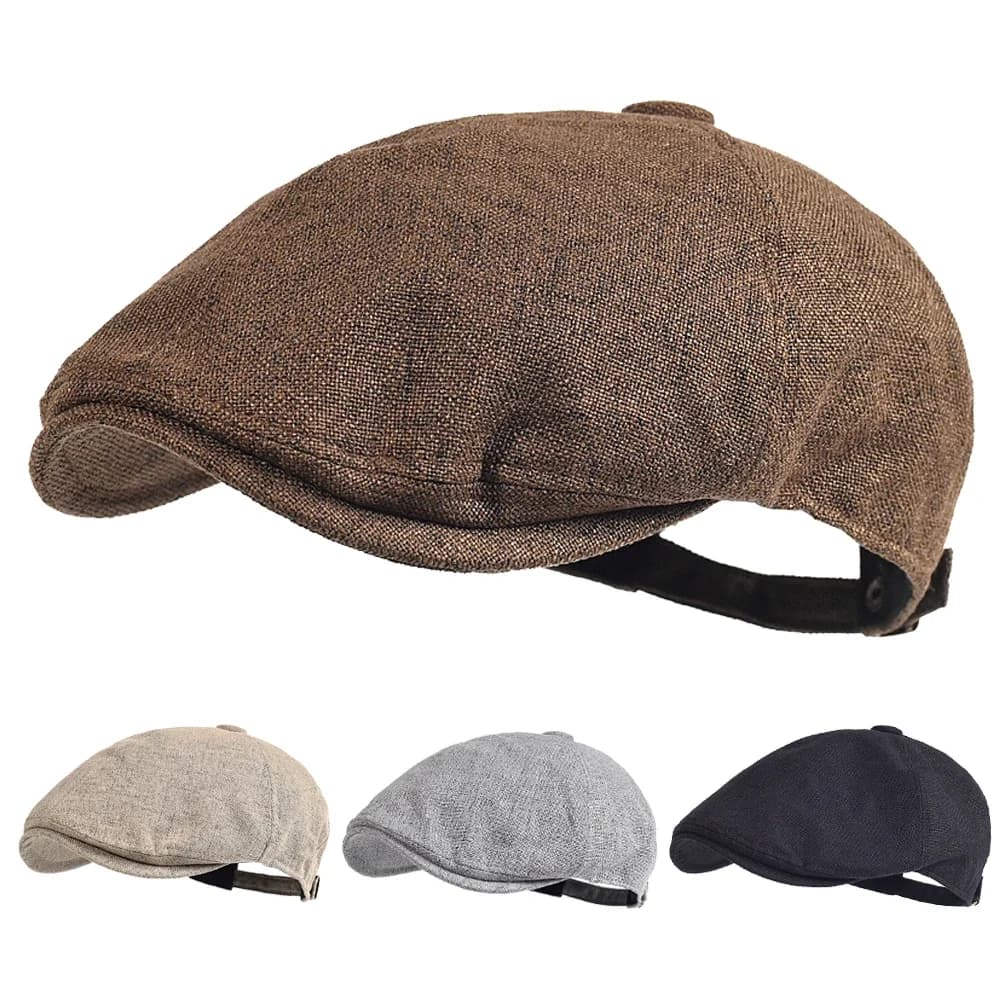 Bérets d'été pour hommes, casquette de journal respirante en plein air, chapeaux plats de printemps, chapeaux en bec de canard solides, béret Gatsby Vintage pour femmes