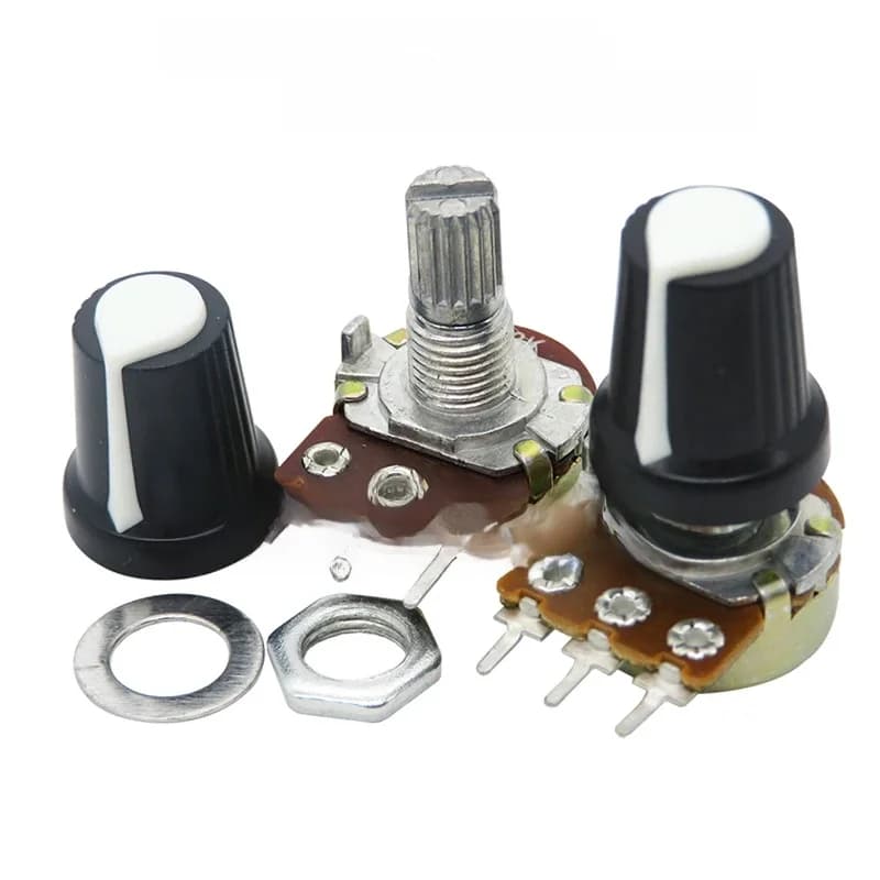 Résistance de potentiomètre à distance pour Ardu37avec capuchon blanc AG2, cône linéaire à 3 broches, WH148, 1K, 10K, 20K, 50K, 100K, 500K, Ohm, 15mm, 5 ensembles