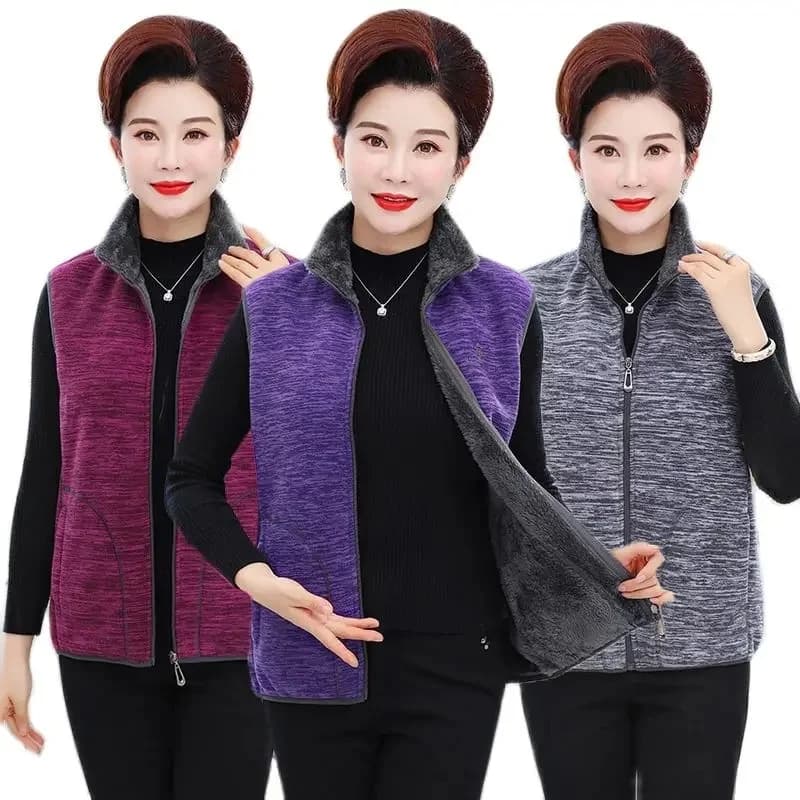 Veste en titane Smile GlaJacket pour femme d'âge moyen avec fermeture éclair, gilet chaud pour mère, manteau en fibre, décontracté, automne, hiver, 2025