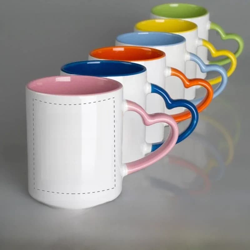 Tasse en Céramique Personnalisée avec Poignée en Forme de Cœur, 350ml, 12oz, pour Bricolage, Impression Personnalisée, Photo, Logo, Texte