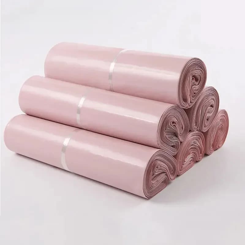 Nouveau sac de courrier en plastique PE rose clair, auto-scellant, Poly enveloppe, sac de courrier Postal étanche, emballage étanche