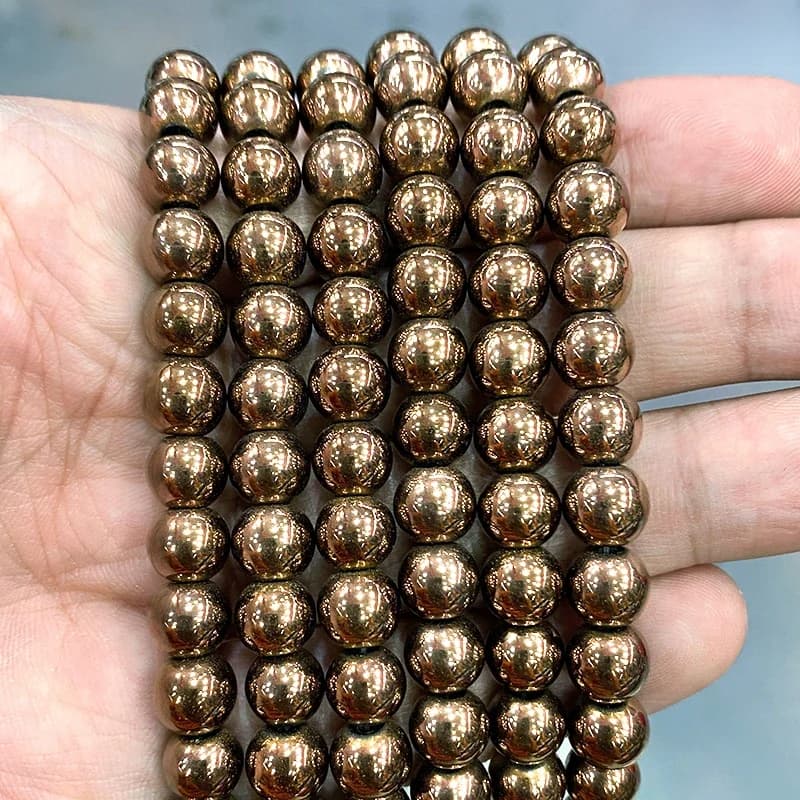 Perles en pierre d'hématite marron chocolat lisse, perles d'espacement amples pour la fabrication de bijoux, collier et Bracelet à faire soi-même, 2/3/4/6/8/10/12mm 15"