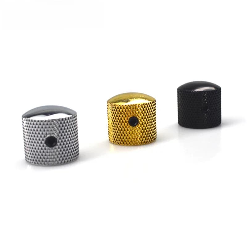 Bouton de Volume de tonalité de guitare en métal, 2 pièces, potentiomètre, capuchon de chapeau, grandes pièces de guitare, bouton poussoir avec trou, accessoires de guitare