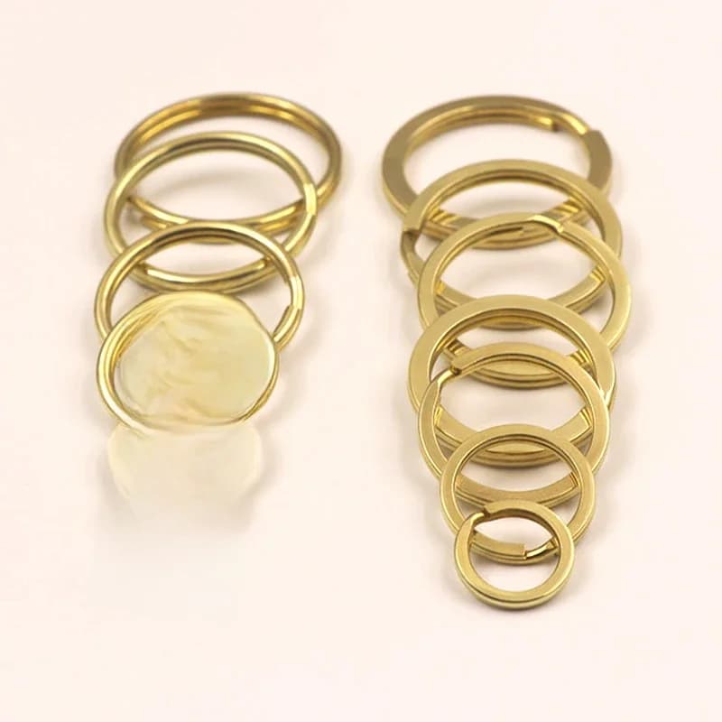 Porte-clés à anneaux fendus en laiton massif, 50 pièces, Double boucle, joint torique, boucles, pièces de support, accessoires de quincaillerie de bricolage