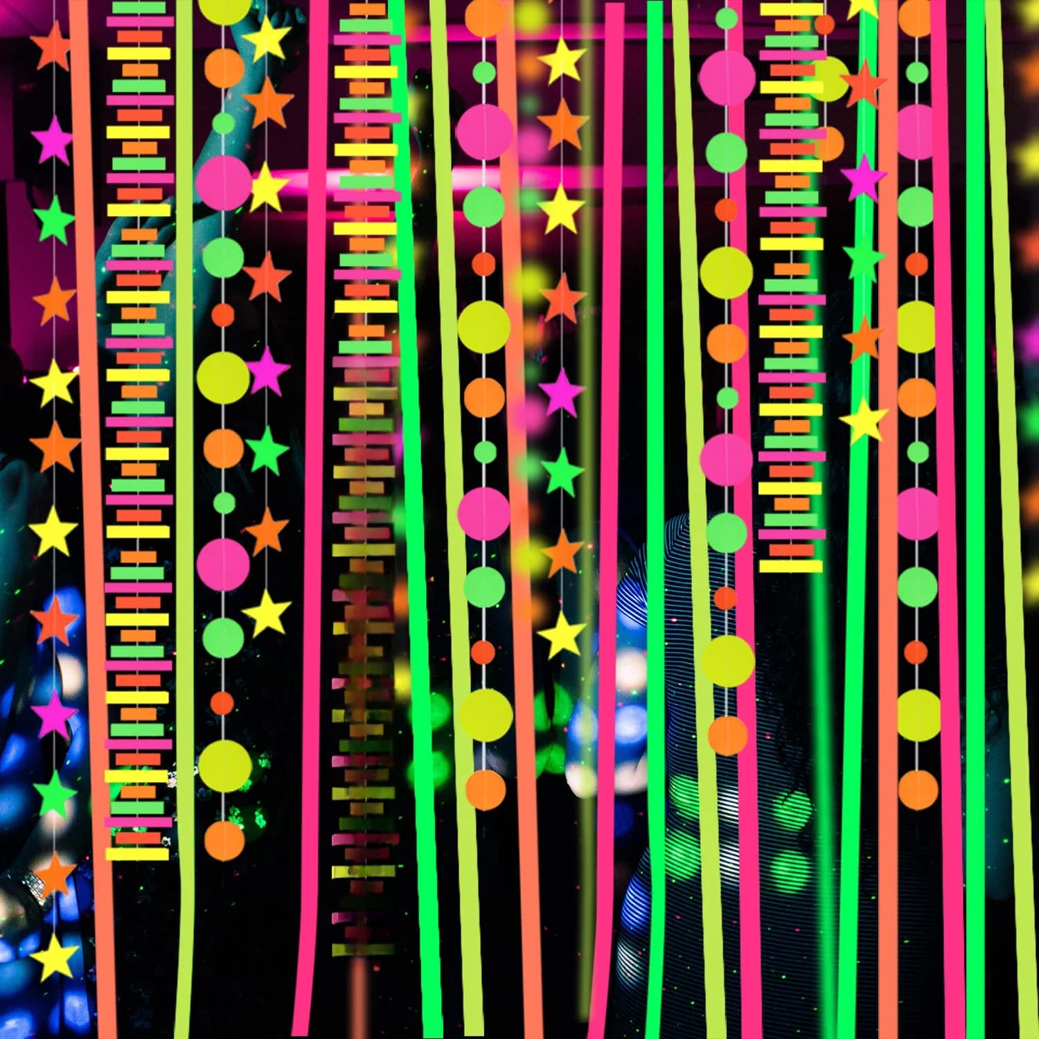 Guirlandes de fête UV, banderole néon Shoous, lumière noire, lueur réactive dans la nuit, anniversaire d'enfant, décor de fête de mariage structurels ent