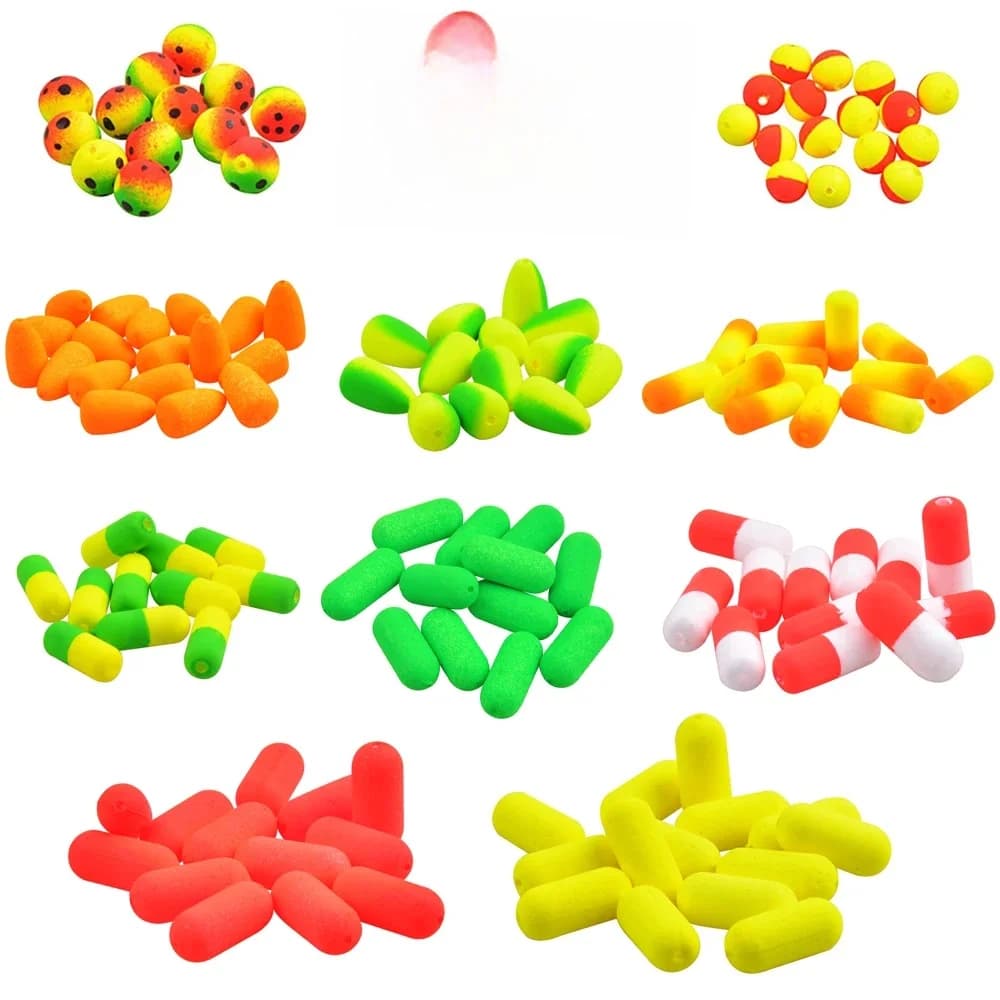 Lot de 100 flotteurs de pêche en mousse, indicateurs de touche pour la pêche à la mouche, flotteurs de pêche, accessoires de pêche