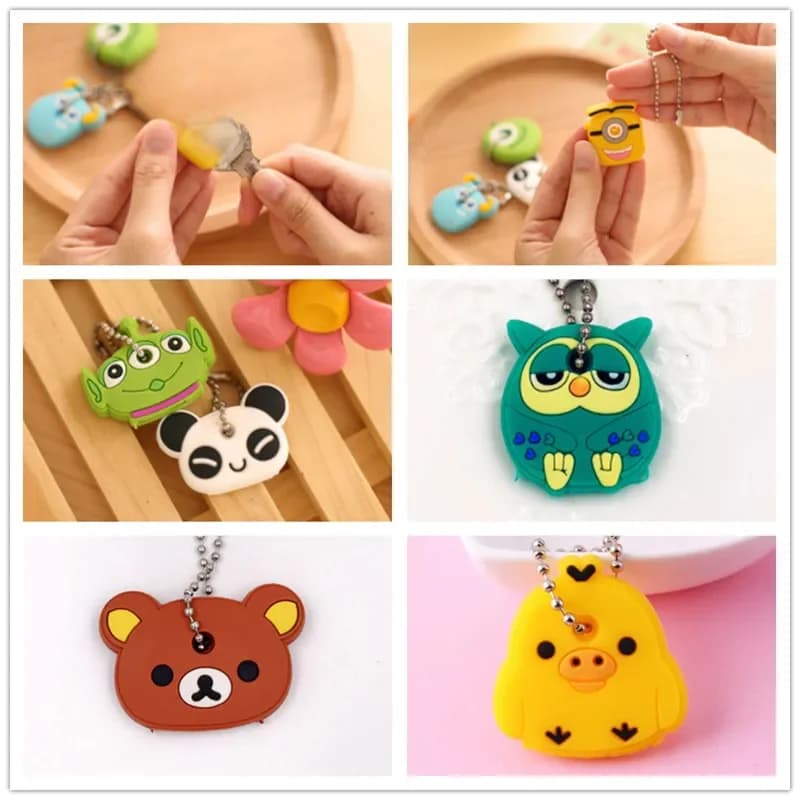 1 pièces Silicone moto clé housse Animal dessin animé clé couverture capuchon PVC souple porte-clé porte-clés pour fille femmes bibelot cadeau