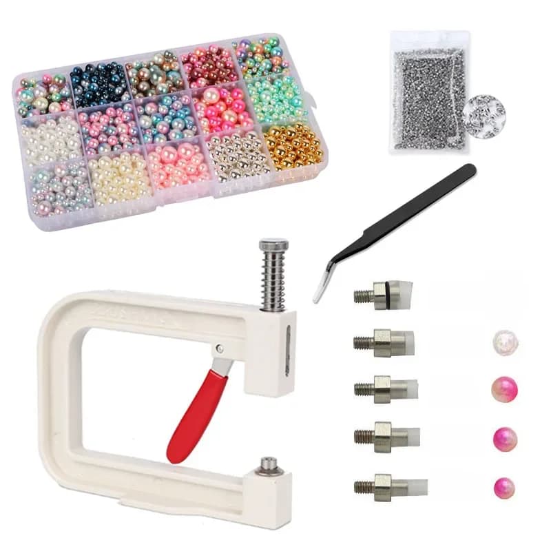 Machine à sertir les perles faites à la main, outil de presse à main, gemme ronde non poreuse en boîte, vêtements de bricolage, fj/ sacs/chaussures/robe/nail art