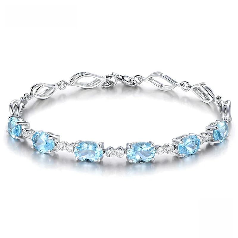 ZDADAN – Bracelet aigue-marine en argent Sterling 925, chaîne pour femmes, bijoux de mariage à la mode